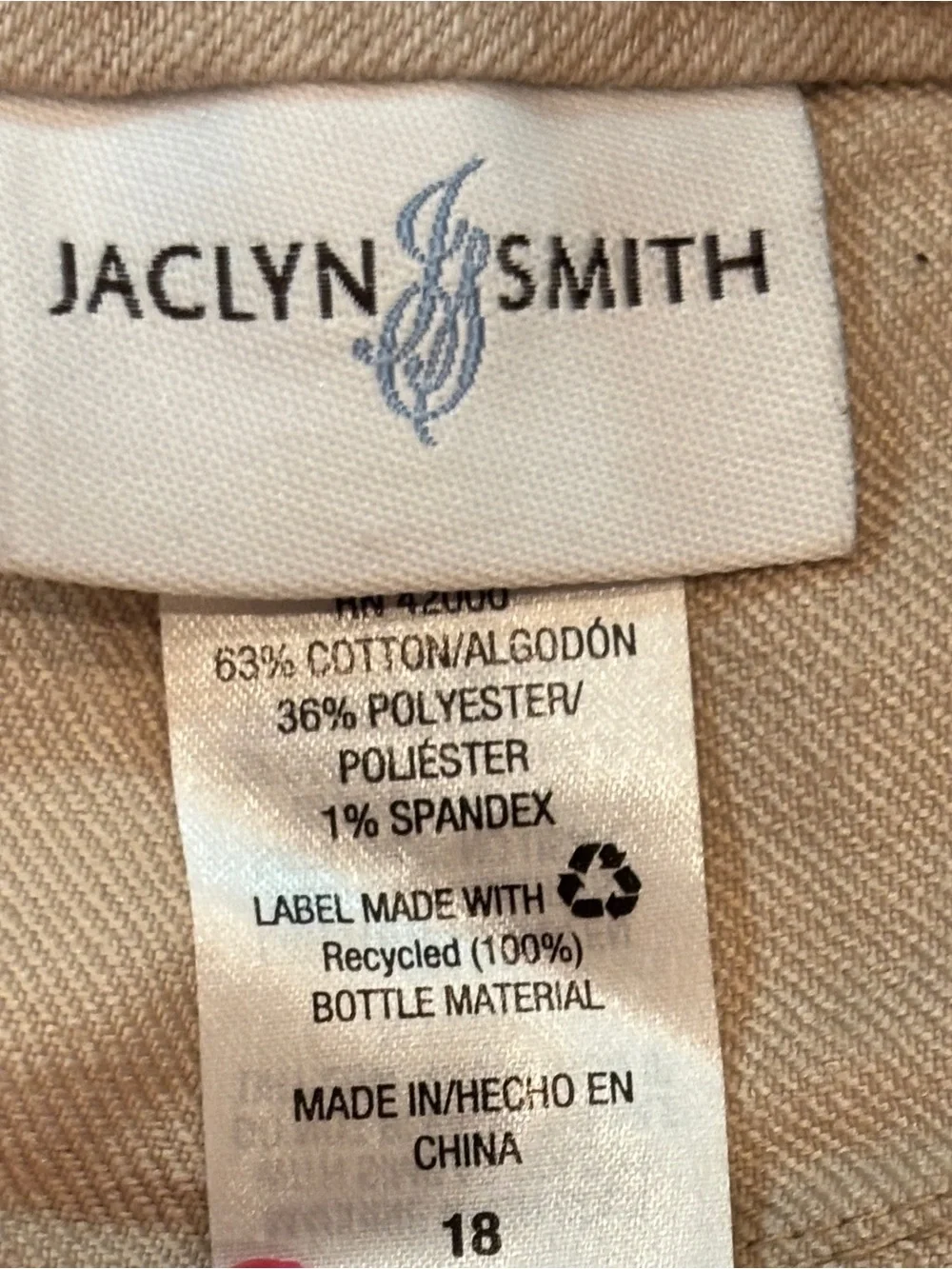 Jaclyn Smith Khaki Skirt with Front and Back Pockets Size 18